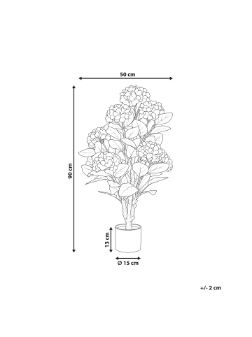 Beliani Kunstpflanze HORTENSIUM in Weiß/Grün - (W) 50 x (H) 90 x (L) 50 cm