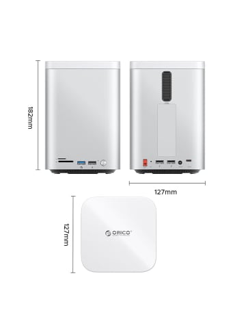 Orico MiniTower HDD Dockingstation bis 56 TB Silber