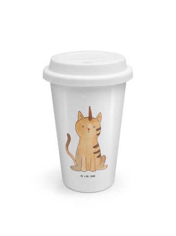 Mr. & Mrs. Panda Kaffeebecher Einhorn Katze ohne Spruch in Weiß
