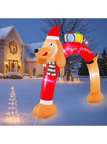 COSTWAY Aufblasbarer Weihnachtsbogen Dackel in Bunt