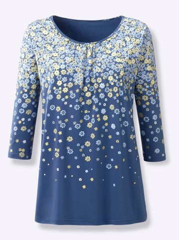 WITT WEIDEN Tunikashirt in jeansblau-zitrone-bedruckt