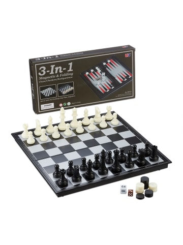 relaxdays Schachspiel in Schwarz/ Weiß - (B)32 x (H)2 x (T)32 cm