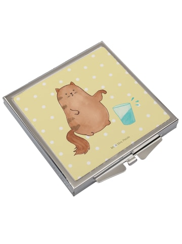 Mr. & Mrs. Panda Kosmetikspiegel Katze Wasserglas ohne Spruch in Gelb Pastell