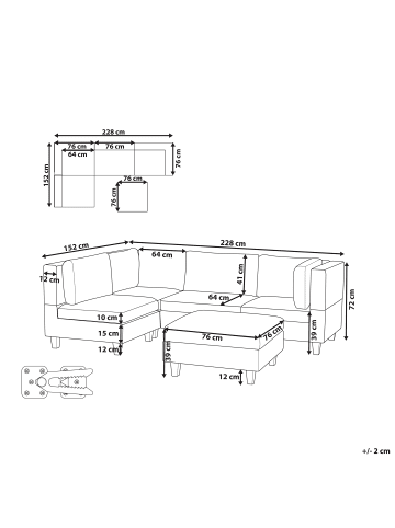 Beliani 5-tlg Modulsofa UNSTAD in Braun/Schwarz rechtsseitig