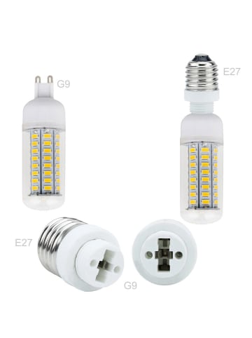 Intirilife 4er Set Lampenadapter E27 auf G9 in WEISS