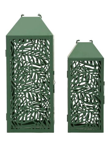 Mauro Ferretti Set aus 2 geschnitzten Metalllaternen, 18 x 18 x 44 cm – 14 x 14 x 34 cm