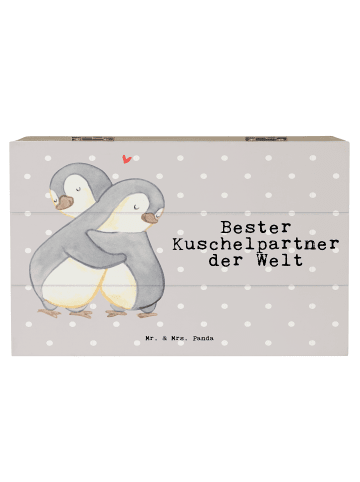 Mr. & Mrs. Panda Holzkiste Pinguin Bester Kuschelpartner der Wel... in Grau Pastell