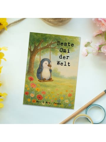 Mr. & Mrs. Panda Postkarte Pinguin Beste Omi der Welt Design mit... in Weiß