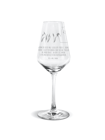 Mr. & Mrs. Panda Weißweinglas Otter Stein mit Spruch in Transparent