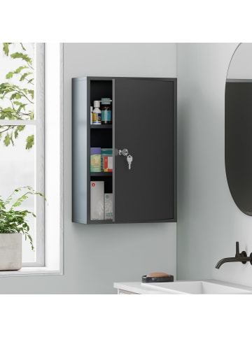 Kleankin Medizinschrank-40L x 18B x 60H cm-Grau