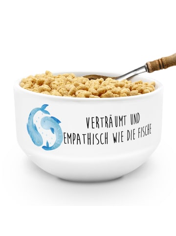 Mr. & Mrs. Panda Obstschale Sternzeichen Fische mit Spruch in Weiß