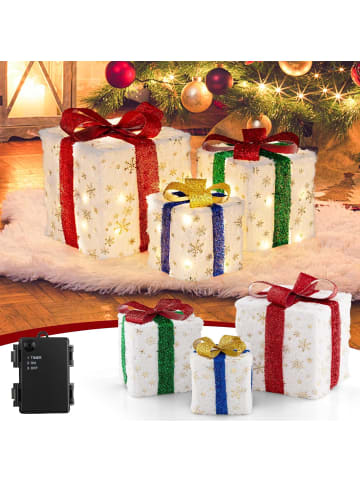 COSTWAY 3er Set LED Geschenkboxen in Weiß