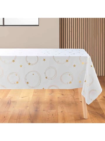 Douceur d’Intérieur Rechteckige Tischdecke mit goldenem Sternmotiv in Weiß, (B) 300 x (L) 150 cm