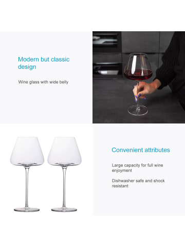 Intirilife Wein Glas Set 600 ml Weißwein Rotwein Gläser Spülmaschinenfest in Transparent