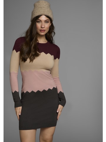 Laura Scott Strickkleid in bordeaux-rosa-gemustert