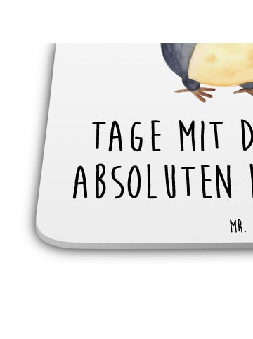 Mr. & Mrs. Panda Untersetzer für Gläser Pinguin umarmen mit Spruch in Weiß