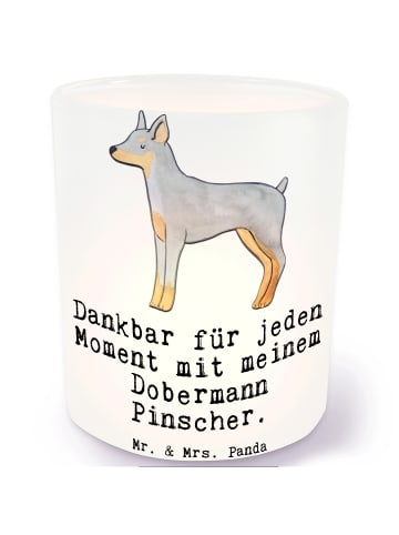 Mr. & Mrs. Panda teelichtglas Dobermann Pinscher Moment mit Spruch in Transparent