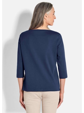 GOLDNER Kurzgröße:  Basic Shirt mit U-Boot-Ausschnitt in marine