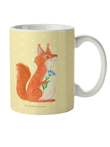 Mr. & Mrs. Panda Tasse Eichhörnchen Blume ohne Spruch in Gelb Pastell