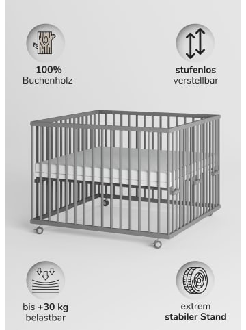 Sämann Sämann Laufgitter mit Matratze Cloud Air & Schlupfsprossen - grau - Premium