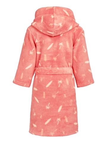 Playshoes Fleece-Bademantel Surfbrett Palmen in rosa