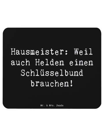 Mr. & Mrs. Panda Maus-Pad Spruch Hausmeister Held mit Spruch in Schwarz