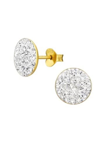 Alexander York Ohrringe, Ohrstecker GEO Kristall 9 mm in Gold aus 925 Sterling Silber, 2-tlg.