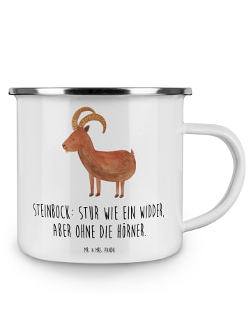 Mr. & Mrs. Panda Emaille Tasse Steinbock Entschlossen mit Spruch in Weiß