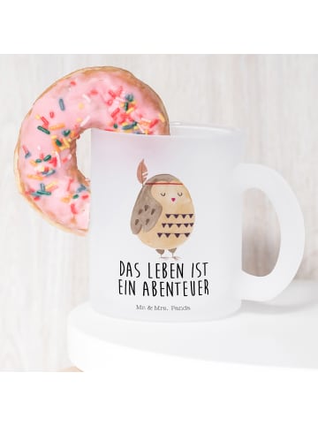 Mr. & Mrs. Panda Teetasse Eule Federschmuck mit Spruch in Transparent