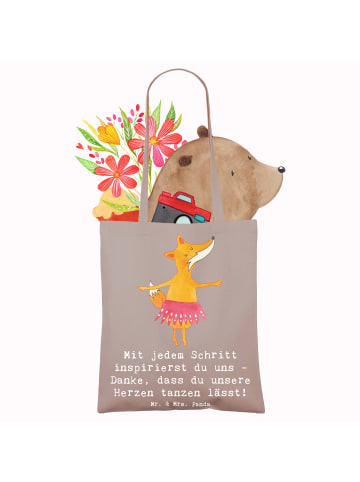 Mr. & Mrs. Panda Umhängetasche Tanzen Trainerin Herz mit Spruch in Braun Pastell