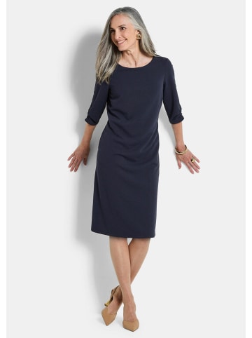 GOLDNER Kurzgröße:  Jerseykleid mit Krepp-Qualität in marine