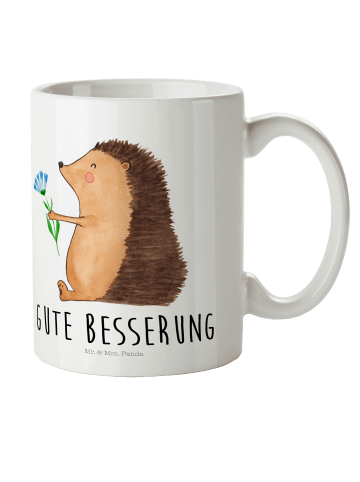 Mr. & Mrs. Panda Camping Tasse Igel Blumen mit Spruch in Weiß