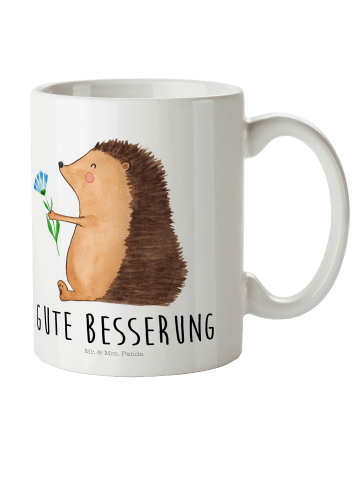 Mr. & Mrs. Panda Kindertasse Igel Blumen mit Spruch in Weiß