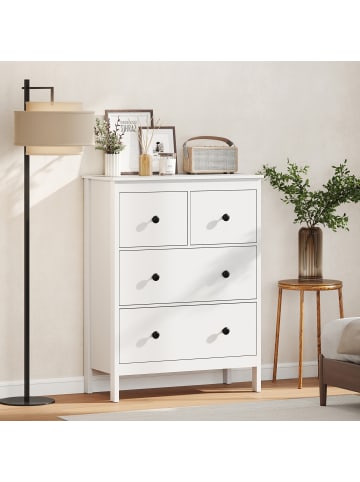 HOMCOM Kommode-74L x 35B x 97H cm-Weiß