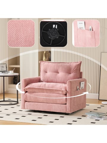 ABRIHOME 360° drehbarer Loungesessel mit Armlehnen und Kissen in Rosa