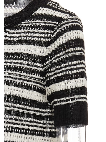 mahisha Damen Strickpullover in Schwarz Wollweiss