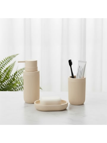 relaxdays 3-tlg. Bad Accessoires in Beige