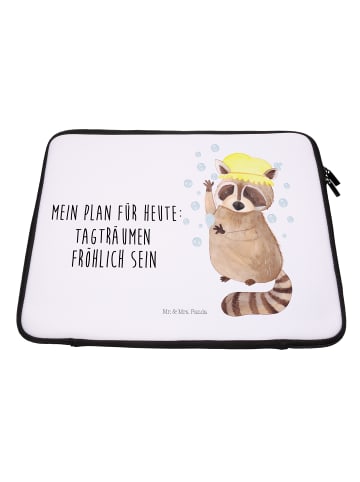 Mr. & Mrs. Panda Notebook Tasche Waschbär mit Spruch in Weiß