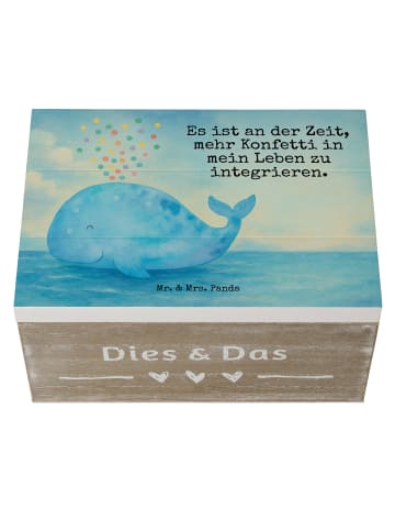 Mr. & Mrs. Panda Erinnerungsbox Wal Konfetti Design mit Spruch in Weiß