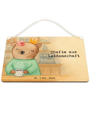 Mr. & Mrs. Panda Schild Chefin Leidenschaft Design mit Spruch in Weiß