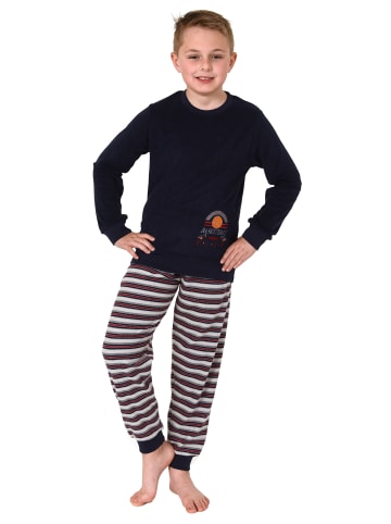 NORMANN Frottee langarm Schlafanzug Pyjama Bündchen und Basketball - 77024 in grau