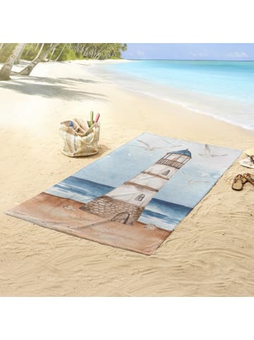 Good Morning Velours-Frottier Strandtuch in blau