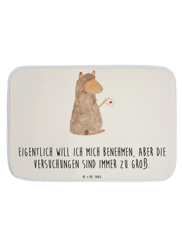 Mr. & Mrs. Panda Badematte Alpaka Fahne mit Spruch in Weiß