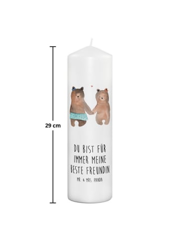 Mr. & Mrs. Panda Kerze Bär Freundin mit Spruch in Weiß