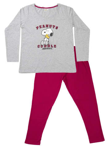 Snoopy The Peanuts Snoopy Schlafanzug Pyjama Set Langarm Oberteil in Mehrfarbig