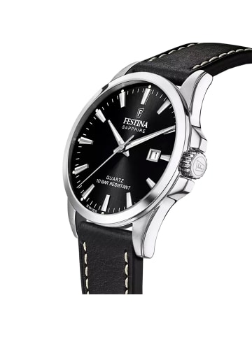 Festina Herrenuhr mit Lederband Schwarz