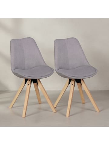 KADIMA DESIGN Esszimmerstühle 2er-Set | Stoff-Bezug, Massivholz, Nordic Modern in Grau