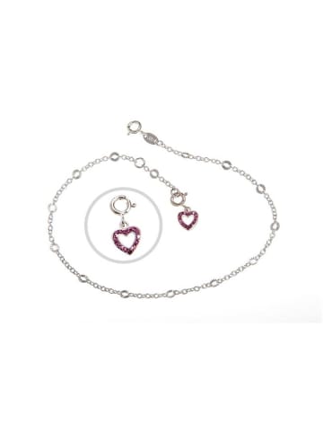 SILBERKETTEN-STORE 925 Silber Fußkette mit Anhänger "Herz"