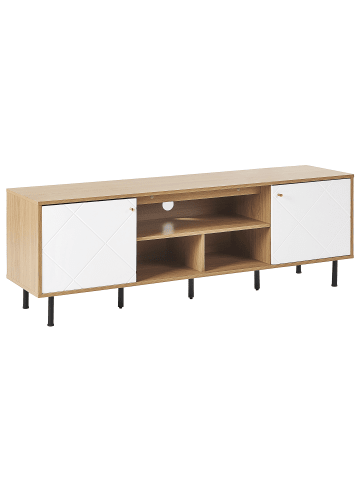 Beliani TV-Schrank PALMER in Braun/Weiß - (W) 160 x (H) 56 x (L) 40 cm