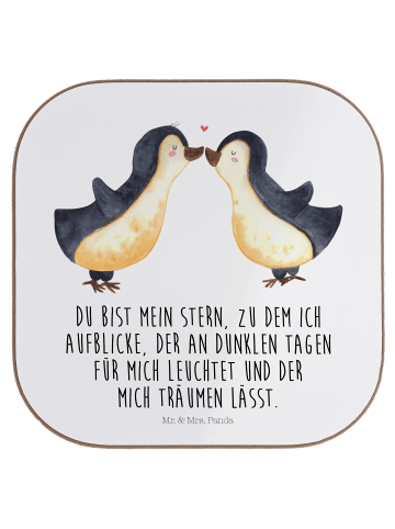 Mr. & Mrs. Panda Untersetzer Pinguin Liebe mit Spruch in Weiß